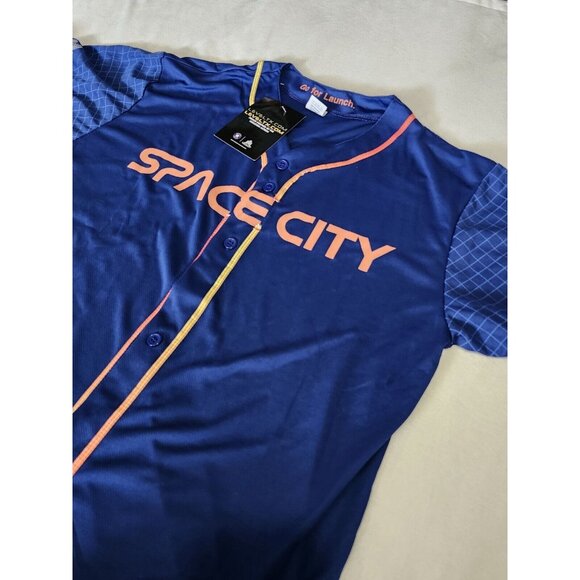 Houston Astros Jersey Mens XL Blue Button Up MLB Baseball Joshua Hader LevelTX - Picture 1 of 9